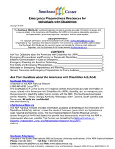 Emergency Preparedness Resources for Individuals with Disabilities