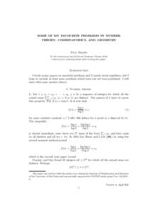 Integer sequences / Prime number / Probabilistic method / Factorial / Summation / Sidon sequence / Partition / Prime gap / Graph coloring / Mathematics / Number theory / Combinatorics