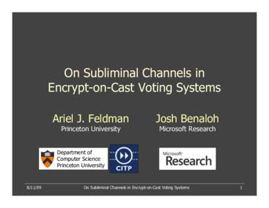 On Subliminal Channels in Encrypt-on-Cast Voting Systems