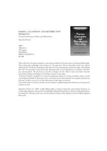 KARMA, CAUASTION AND RETRIBUTIVE MORALITY Conceptual Essays in Ethics and Metaethics Rajendra Prasad[removed]Reprint)