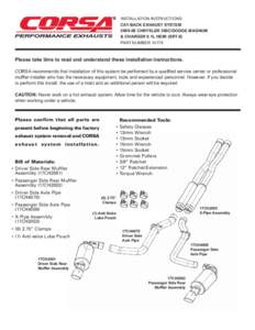 Corsa Exhaust System Installation Instructions
