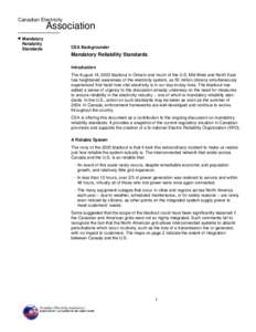 Canadian Electricity  Association Mandatory Reliability