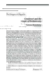 The Dangers of Oligarchy  Condorcet and the Logic of Technocracy Gorman Beauchamp University of Michigan