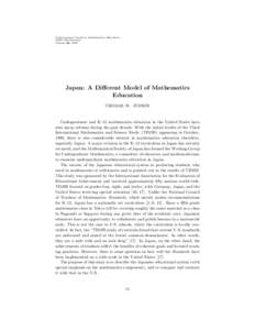 Contemporary Issues in Mathematics Education MSRI Publications Volume 36, 1999 Japan: A Different Model of Mathematics Education