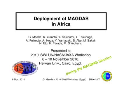 Microsoft PowerPoint - Deployment of MAGDAS in Africa
