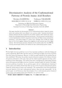 Discriminative Analysis of the Conformational Patterns of Protein Amino Acid Residues Motokazu KAMIMURA 