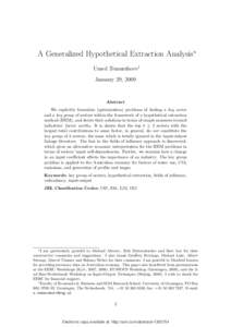 A Generalized Hypothetical Extraction Analysis∗ Umed Temurshoev† January 29, 2009 Abstract We explicitly formulate (optimization) problems of finding a key sector