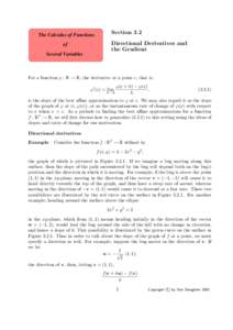 The Calculus of Functions of Section 3.2 Directional Derivatives and the Gradient