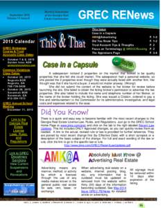 September 2015 Volume 11 Issue 9 Monthly Newsletter of the Georgia Real Estate Commission