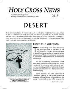 HOLY CROSS NEWS The Order of the Holy Cross An Anglican Benedictine Community of Men 2013