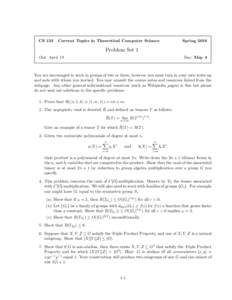 CS 153  Current Topics in Theoretical Computer Science Spring 2016