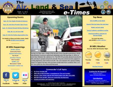 The official e-newsletter of the Joint Base McGuire-Dix-Lakehurst Public Affairs Office Sept. 11, 2014 Vol. 8, No. 37
