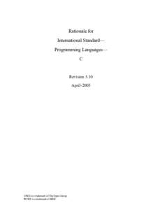 Rationale for International Standard— Programming Languages— C  Revision 5.10