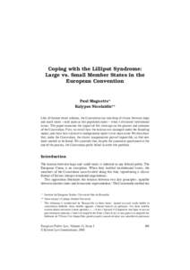 COPING WITH THE LILLIPUT SYNDROME  83 Coping with the Lilliput Syndrome: Large vs. Small Member States in the