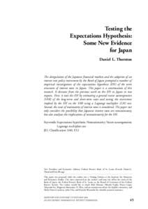 MONETARY AND ECONOMIC STUDIES/OCTOBERTesting the Expectations Hypothesis: Some New Evidence for Japan
