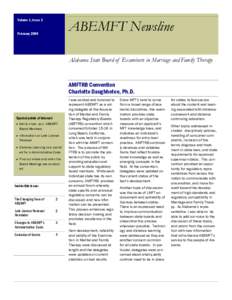 Volume 1, Issue 2  ABEMFT Newsline February 2004
