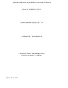 Corporate Law Reform Bill Explanatory Memorandum 1993