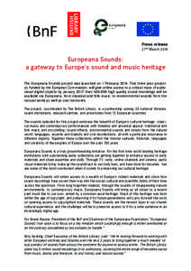 Europeana Sounds: a gateway to Europe’s sound and music heritage - Press release - BnF