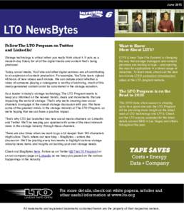 JuneLTO NewsBytes Follow The LTO Program on Twitter and LinkedIn!