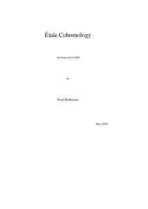 Étale Cohomology  An Essay for CASM by
