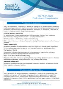 The NSAA Eight Professional Competencies Professional Awareness This is the 