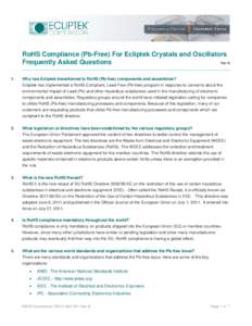 Frequently Asked Questions for ROHS Compliance