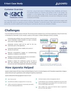 E-Xact Case Study Customer Overview E-xact has a proud track record of delivering robust, hardened, and featurerich payment solutions to customers and partners in the US and Canada. The company is on the leading edge of 