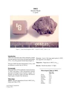 10032 Ilmenite Basalt 3.1 grams Figure 1: Lunar basalt fragment[removed]NASA S75[removed]Cube is 1 cm.