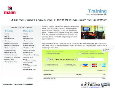 Training Terms & rates effective November, 2009