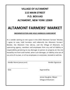 VILLAGE OF ALTAMONT 115 MAIN STREET P.O. BOX 643 ALTAMONT, NEW YORKALTAMONT FARMERS’ MARKET