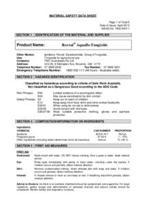 MATERIAL SAFETY DATA SHEET Page 1 of Total 6 Date of Issue: April 2012 MSDS No. FMC/RAF/1  SECTION 1