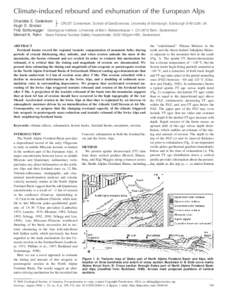 Climate-induced rebound and exhumation of the European Alps Charlotte E. Cederbom   CRUST Consortium, School of GeoSciences, University of Edinburgh, Edinburgh EH9 3JW, UK  Hugh D. Sinclair Fritz Schlunegger Geo