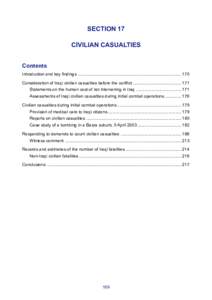 SECTION 17 CIVILIAN CASUALTIES Contents Introduction and key findings ........................................................................................ 170 Consideration of Iraqi civilian casualties before the c
