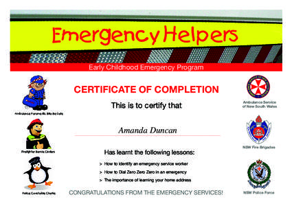Early Childhood Emergency Program  certificate of completion This is to certify that  Ambulance Service