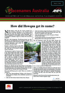 March, 2009  How did Howqua get its name? N