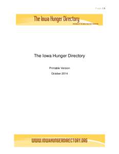 Page |1  The Iowa Hunger Directory Printable Version October 2014