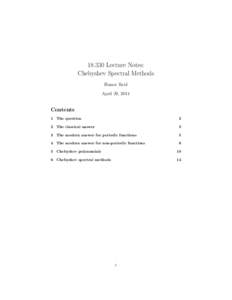 Lecture Notes: Chebyshev Spectral Methods Homer Reid April 29, 2014  Contents