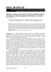 AACL BIOFLUX Aquaculture, Aquarium, Conservation & Legislation International Journal of the Bioflux Society Aquatic animals and their threats to public health at human-animal-ecosystem interface: a review