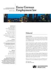 a newsletter from mannheimer swartling august 2010 Focus German Employment law