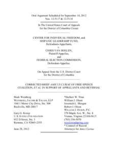 Oral Argument Scheduled for September 14, 2012 Nos & 444444444444444444444444 In The United States Court of Appeals for the District of Columbia Circuit
