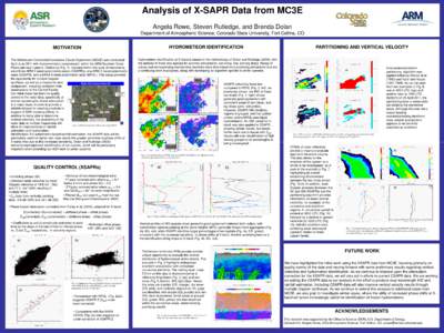 Analysis of X-SAPR Data from MC3E Angela Rowe, Steven Rutledge, and Brenda Dolan Department of Atmospheric Science, Colorado State University, Fort Collins, CO HYDROMETEOR IDENTIFICATION  MOTIVATION