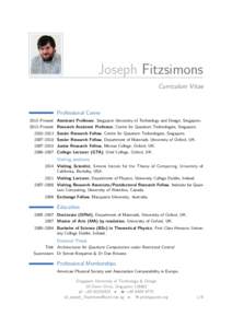 Joseph Fitzsimons Curriculum Vitae Professional Career 2013–Present 2013–Present