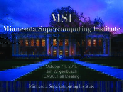 MSI  Minnesota Supercomputing Institute October 14, 2015 Jim Wilgenbusch