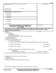 FL-935 Application and Order for Appointment of Guardian Ad Litem of Minor – Family Law