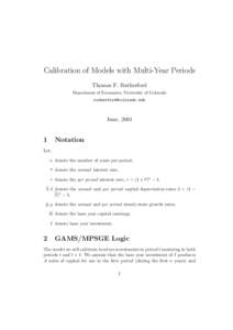 Calibration of Models with Multi-Year Periods Thomas F. Rutherford Department of Economics, University of Colorado   June, 2001