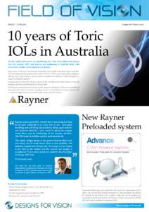 Field of Visi n ISSUE 1 JUNE 2014 Designs For Vision (Aust)  10 years of Toric