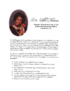 President, Women’s Auxiliary of the Alabama State Missionary Baptist Convention, Inc. 