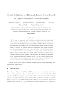 Attitude Stabilization of a Biologically Inspired Robotic Housefly via Dynamic Multimodal Attitude Estimation Domenico Campolo1 , Giovanni Barbera2
