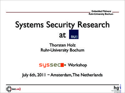 Embedded Malware Ruhr-University Bochum Systems Security Research at Thorsten Holz