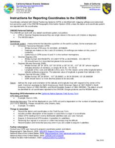 Instructions for Reporting Coordinates to the CNDDB
